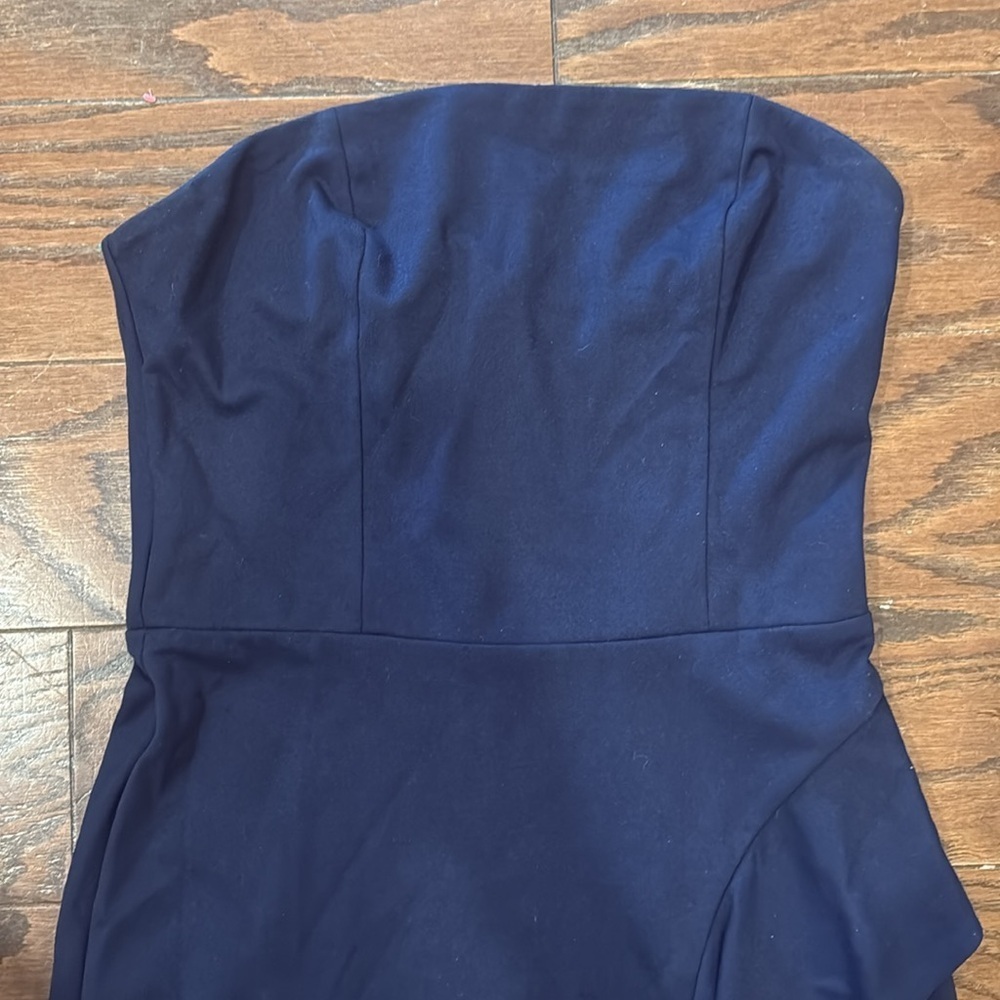 Amanda Uprichard strapless navy ruffle dress, medium - Picture 3 of 9